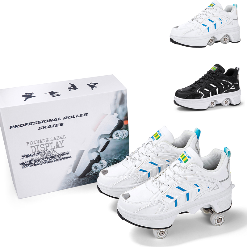 Men Shoes Men - 4 Wheels Retractable Roller Skate Shoes,