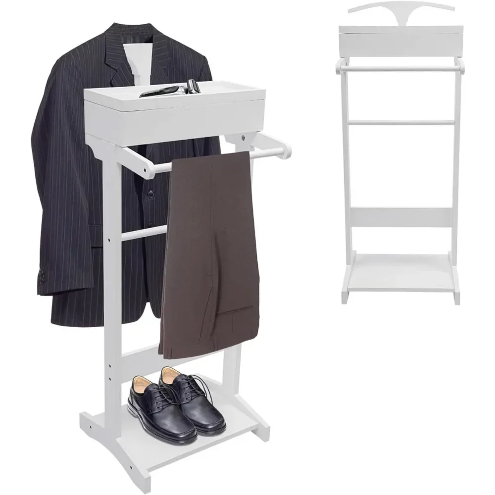 Men Shoes Rack - wood men valet stand with drawer,
