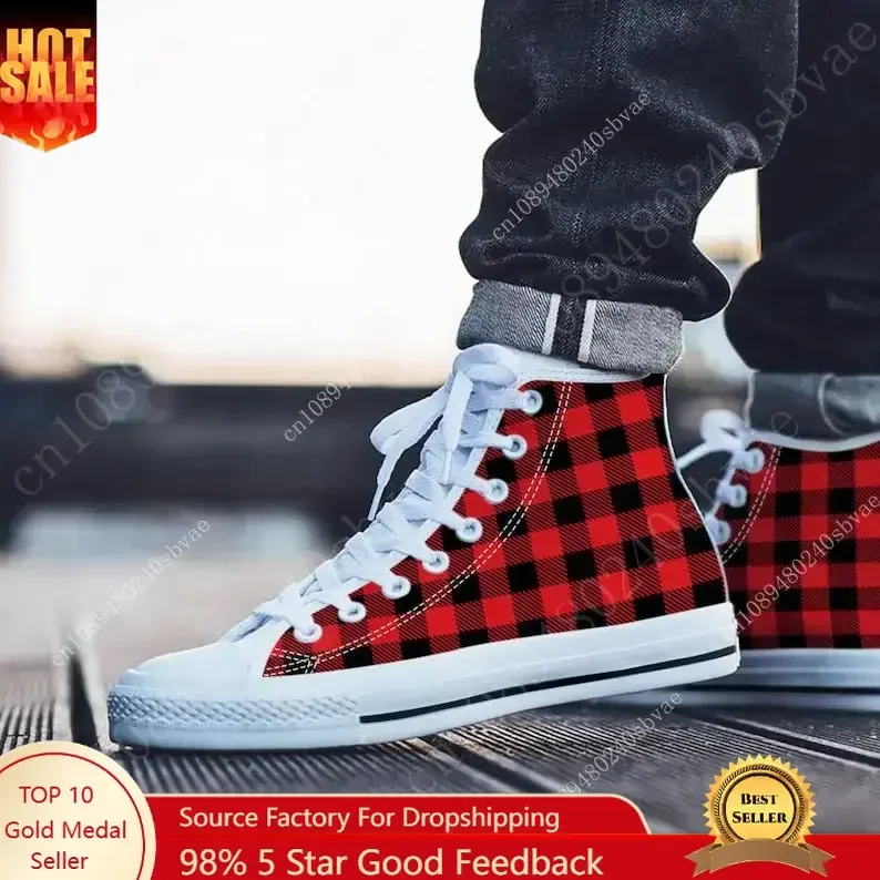 Plaid High Top Shoes Mens Wome - Men Shoes Marks review and price